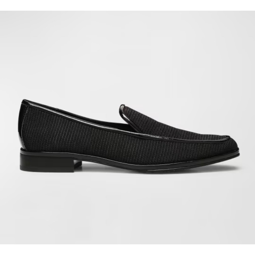 Donald Pliner Tamryn Stretch Fabric Patent Trim Loafers Black 8.5M Quiet Luxury
